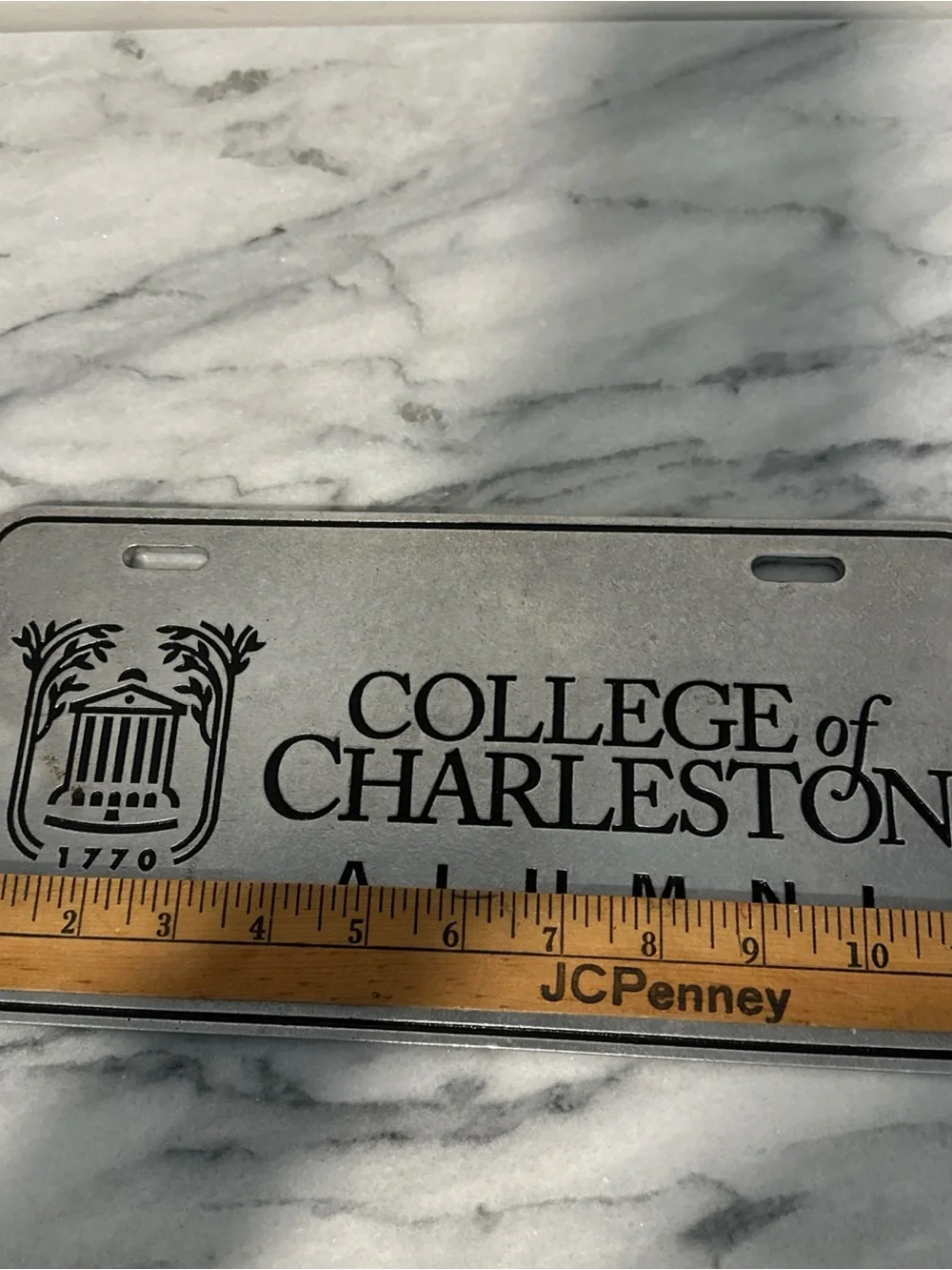 Alumni Silver License Plate Accent college of Charleston NC pewter